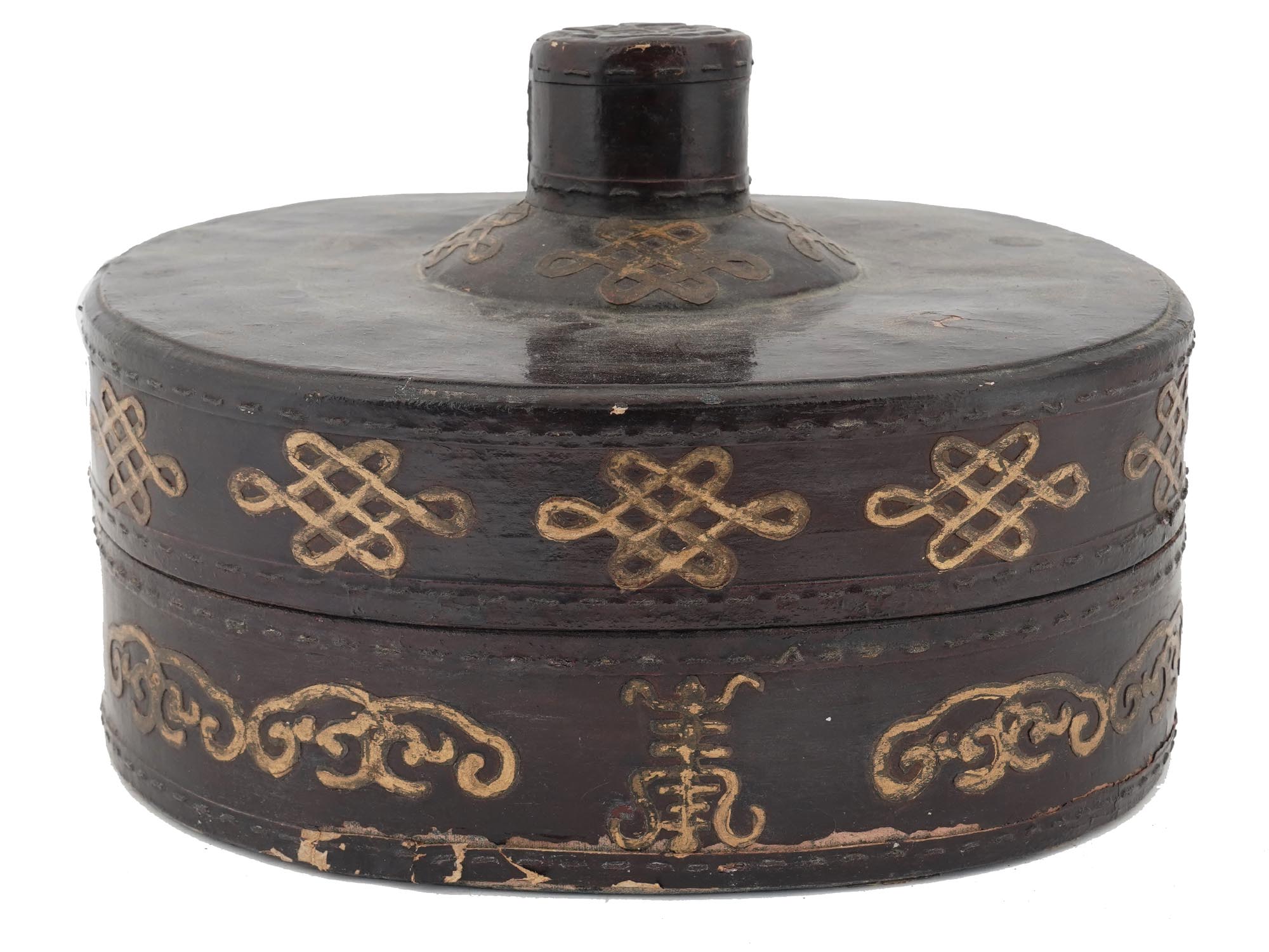 ANTIQUE CHINESE SUMMER MENS HAT AND LEATHER BOX PIC-2